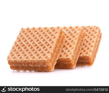 Wafers or honeycomb waffles isolated on white background