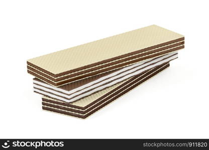 Wafers with different flavors on white background