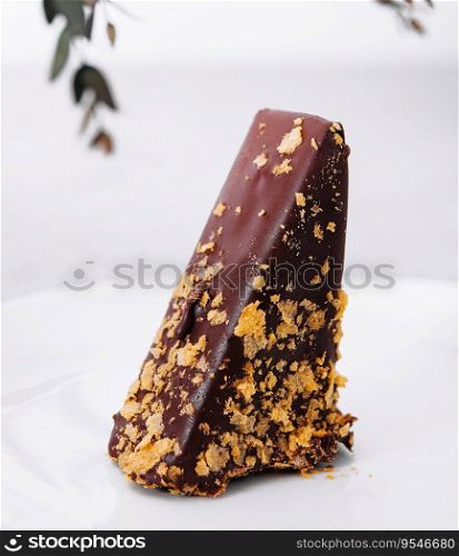 Waff≤cake in chocolate glaze isolated on white background