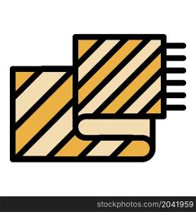 Waffle towel icon. Outline waffle towel vector icon color flat isolated. Waffle towel icon color outline vector