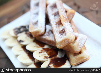 Waffle with banana