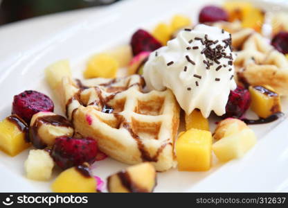 Waffle with fruits