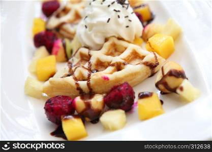 Waffle with fruits