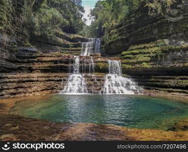 Wai-song Dong or Wei-Sawdong is a three tiered step fall, Meghalaya, India