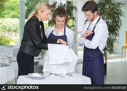 Waiter and waitress in training