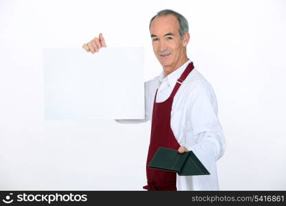 Waiter showing the menu