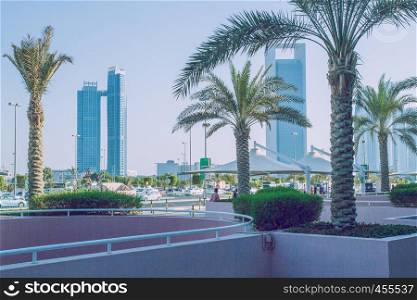 Walk in Abu Dabi. We can see the street, towers, buildings and lives. 2015