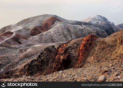 Walk through the mountains near the Gulf of Eilat Red Sea in Israel. Red Sea Mountains