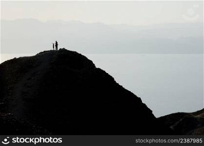Walk through the mountains near the Gulf of Eilat Red Sea in Israel. Red Sea Mountains