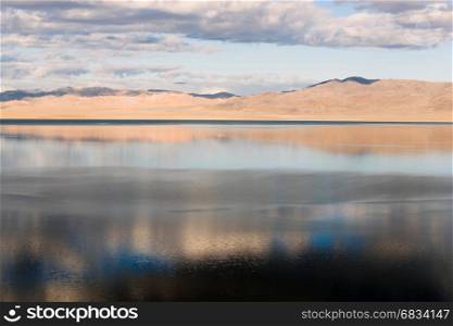 Walker Lake reflects Chukar Ridge and Mount Ferguson western USA