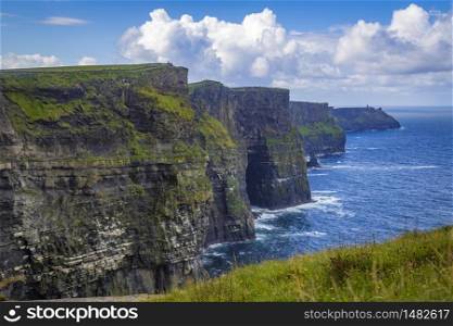 Walking at the spectacular Cliffs of Moher, Co Clare, Ireland