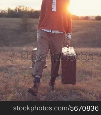 Walking Hipster styled woman