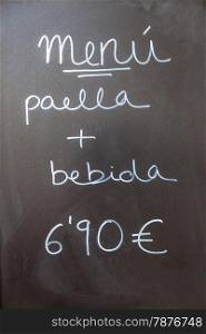 Walking in Barcelona - Spain - you can find this common menu purpose showed outside bars and restaurants.