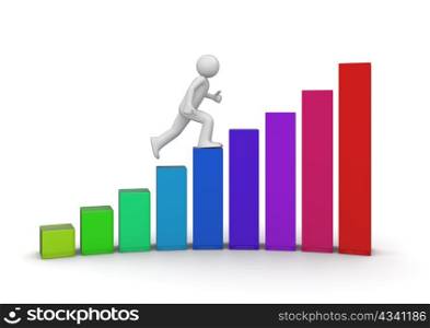 Walking ladder of success (3d isolated characters on white background, business series)
