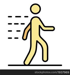 Walking man icon. Outline walking man vector icon color flat isolated. Walking man icon color outline vector