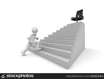 Walking on career ladder (3d isolated characters on white background series)
