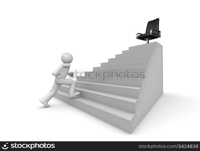Walking on career ladder (3d isolated characters on white background series)