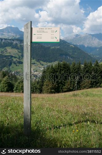 Walking trail in French alps Savoie in Summer vacation