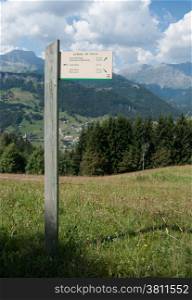 Walking trail in French alps Savoie in Summer vacation