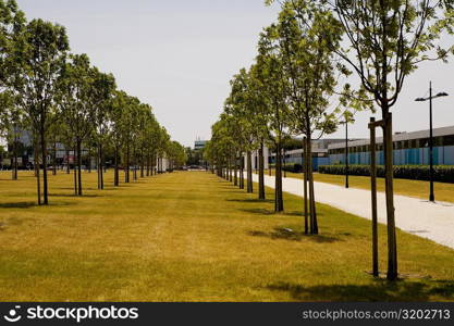 Walkway along a park, Congres Et Expositions De Bordeaux, Bordeaux, Aquitaine, France