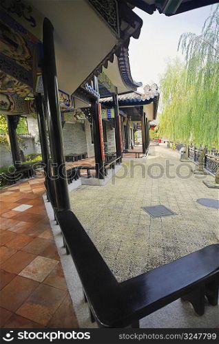 Walkway in a garden, Yu Yin Shan Fang, Panyu, Guangzhou, Guangdong Province, China