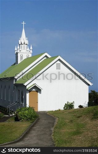 Walkway leading towards a church, St. Benedict&acute;s Catholic Church, Honaunau, Hawaii Islands, USA