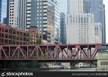 Walkway over river in Chicago