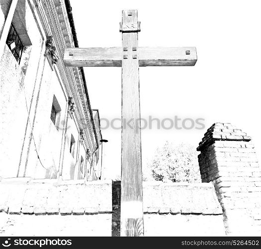 wall abstract cross in italy europe and the sky background
