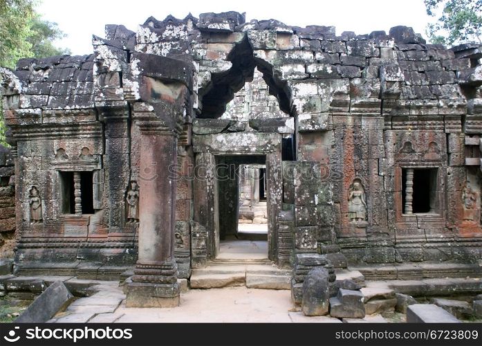 Wall and doorway, Angkor, Cambodia