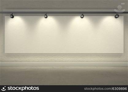 Wall brightly lit with spotlights and blank copy space for message. Wall brightly lit with spotlights and blank copy space -3d rendering