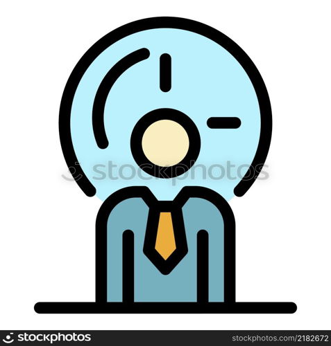 Wall clock and man icon. Outline wall clock and man vector icon color flat isolated. Wall clock and man icon color outline vector