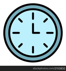 Wall clock icon. Outline wall clock vector icon color flat isolated. Wall clock icon color outline vector
