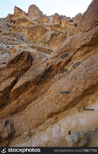 Wall for the rock climbing in Negev desert, Israel