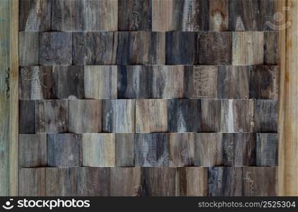 Wall made of hardwood logs. The brown wood texture background,Rustic interior design and an eco-friendly, Copy space, Selective focus.