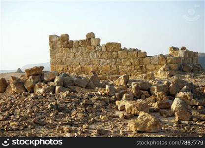 Wall of ancient building in Negev desert, Israel