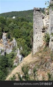 Wall of castle on the rock in Pazin, Istria, Croatia
