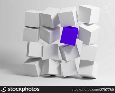 Wall of Cubes. Conceptual image of unique. 3d