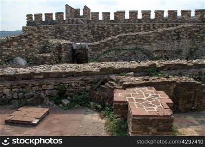 Wall of fortress Tsarevets in Veliko Tirnovo, Bulgaria