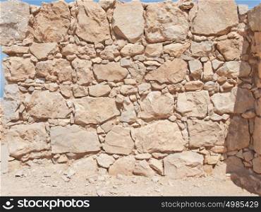 Wall of Herods castle in fortress Masada, Israel