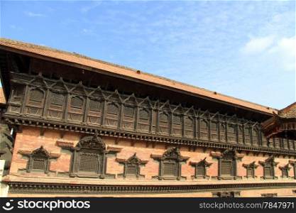 Wall of king&rsquo;s palace in Bhaktapur, Nepal
