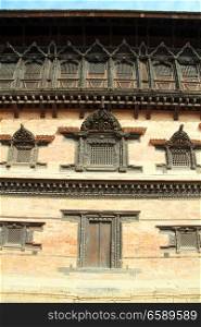 Wall of king&rsquo;s palace on the Durbar square in Bhaktapur, Nepal