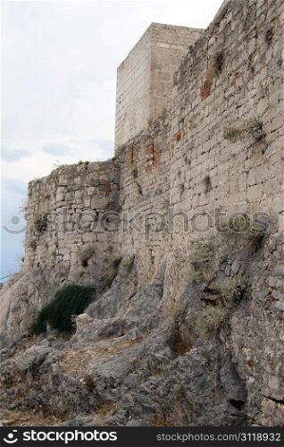 Wall of old fortress in Shibenik, Croatia