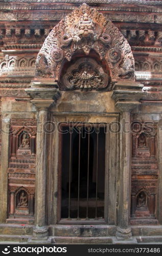 Wall of pagoda in Mahabuddha temple in Patan, Nepal