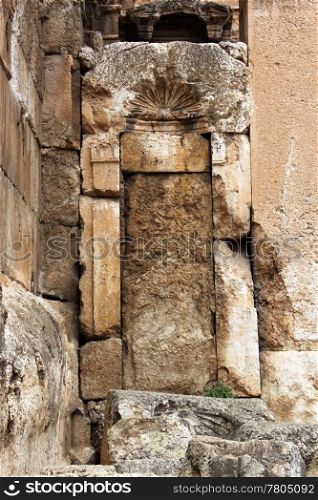 Wall of roman temple in Baalbeck, Lebanon