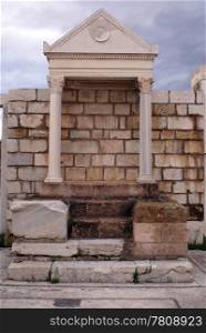 Wall of temple in Sardis, Turkey
