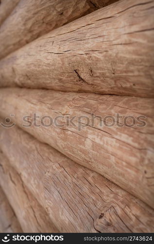 Wall of the rural house from logs