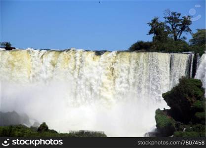 Wall of water in Iguazu waterfall, Argentina