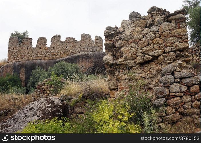 Wall of Yediler monastery near Bafa lake in Turkey