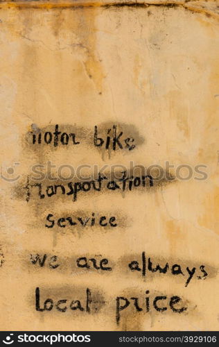 Wall with motor bike transportation service