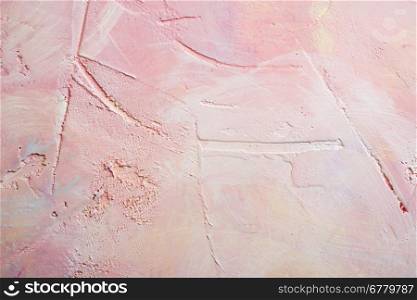 Wall with pink and yellow texture. Room interior